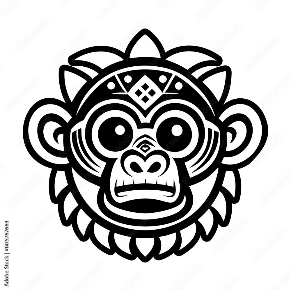Fotografija A solid style icon of monkey symbol