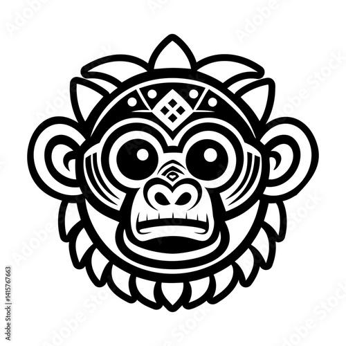A solid style icon of monkey symbol