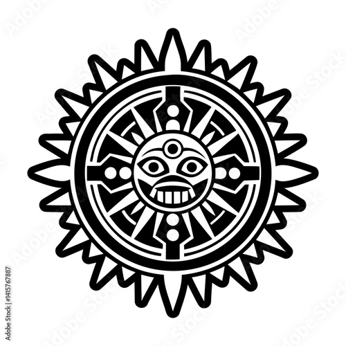 A glyph style icon of sun wheel symbol