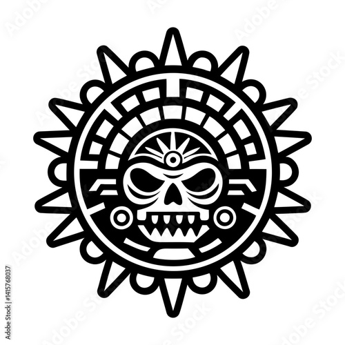 A solid style icon of mayan enemy tattoo