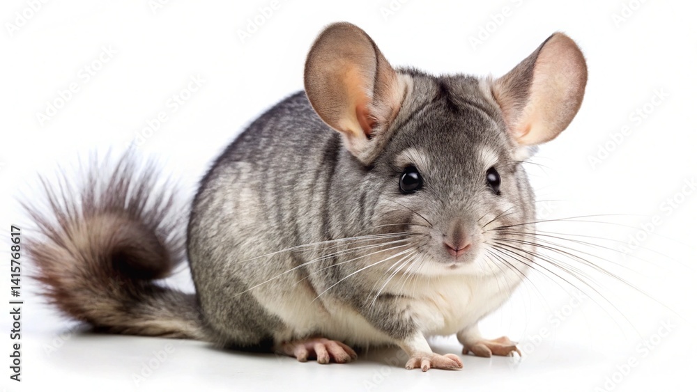 Obraz premium long tailed chinchilla isolated on white background