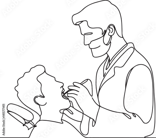 Tooth Care Dentist Line Art