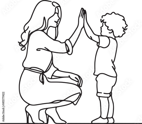 Wallpaper Mural Mother High Five Son Drawing Torontodigital.ca