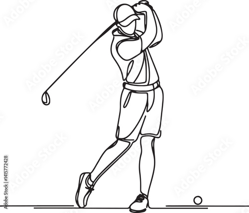 Golf Player Swing Drawing