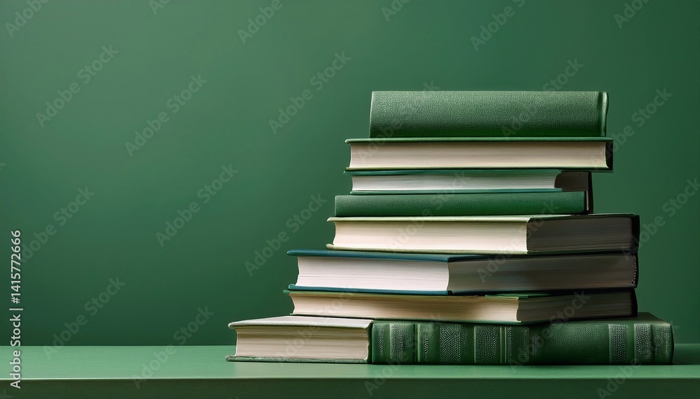 stack of books on table against bright background