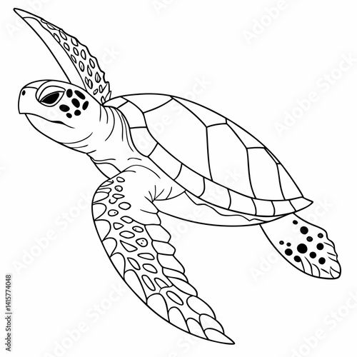 Loggerhead Turtle – Thin Line Abstract Vector