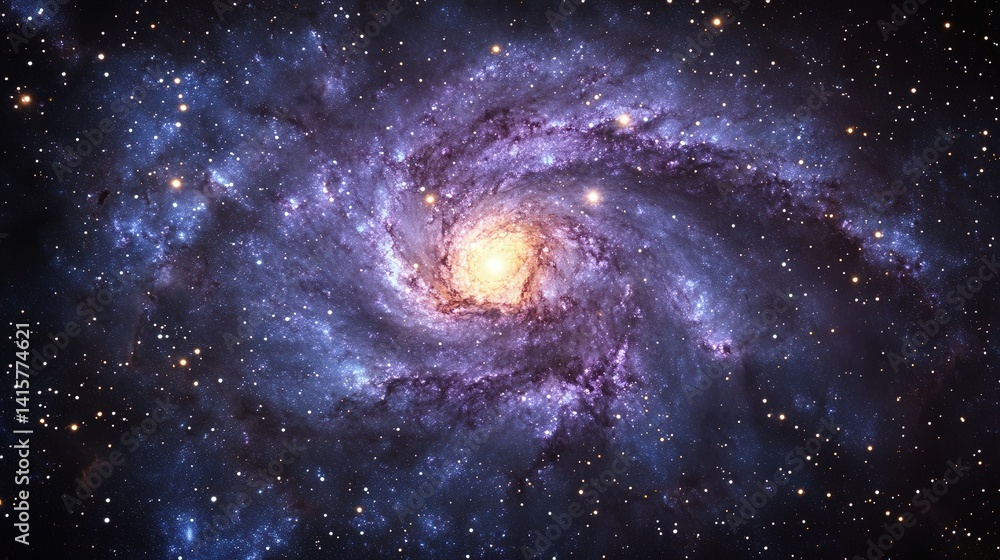Fototapeta premium Beautiful swirling galaxy with vibrant colors and bright stars in the vast universe, showcasing the wonders of outer space.