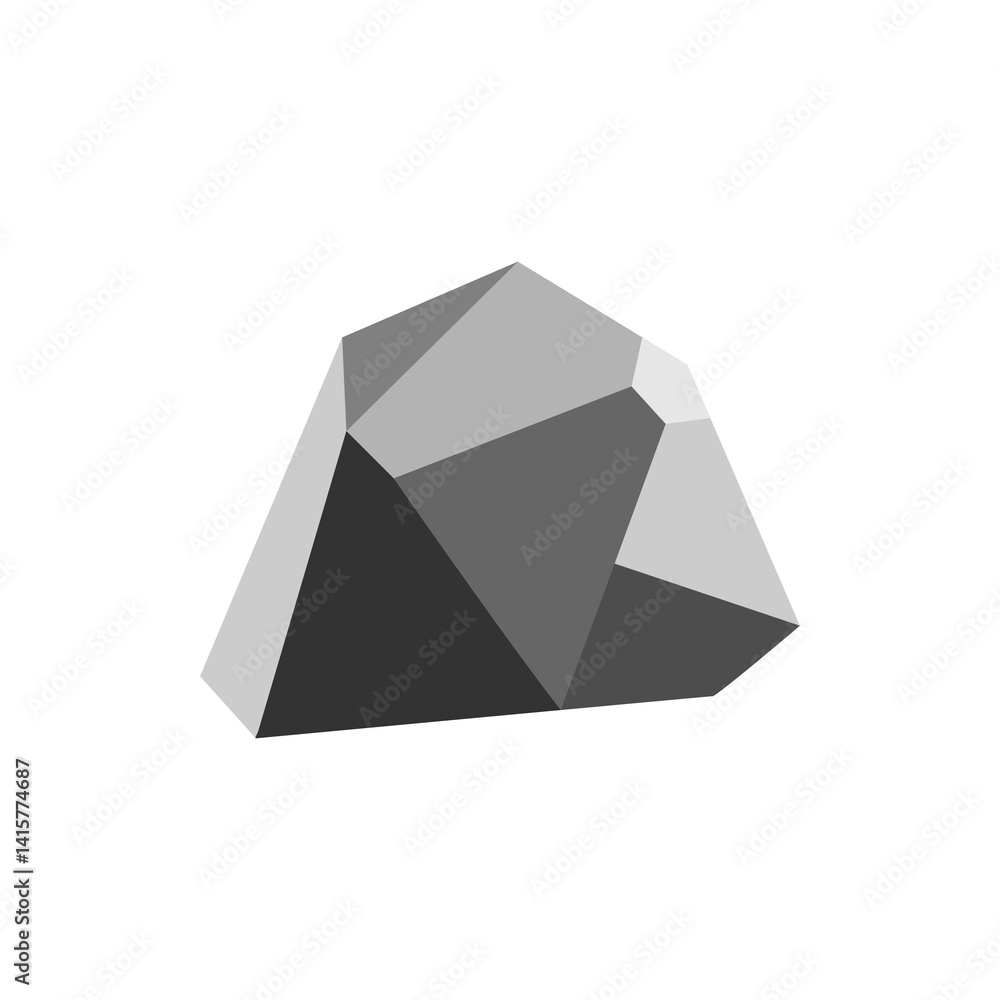 Rock stone vector flat icon. Solid boulder symbols, one grey gravel, single rocky stone illustration