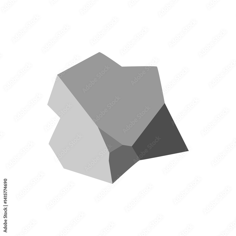 Big rock stone flat icon. Solid iron ore symbol, one grey granite, single concrete stone illustration