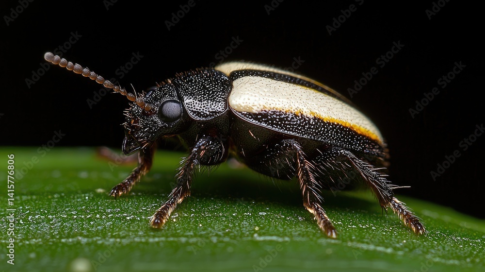Naklejka premium Blurry closeup of small insect on green surface