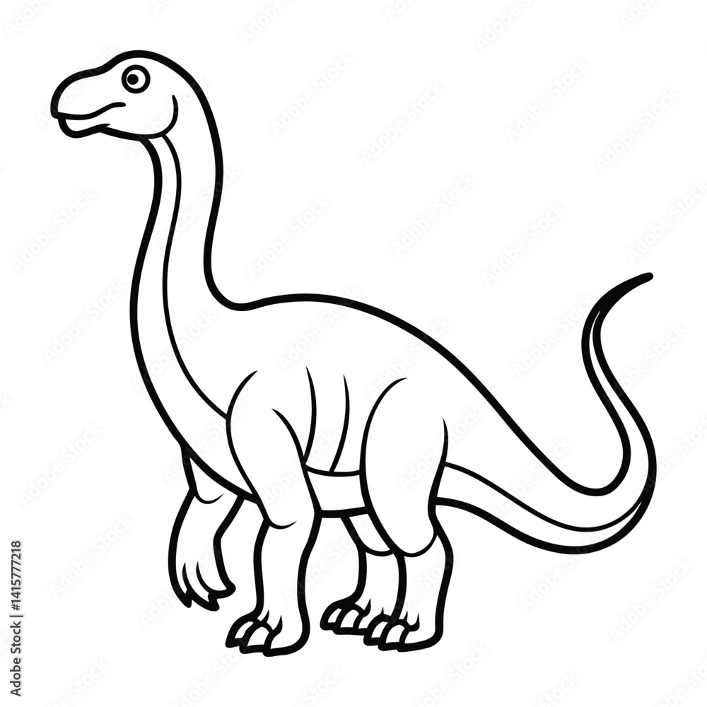 Fototapeta premium Black and White Illustration of a Dinosaur for Educational Use
