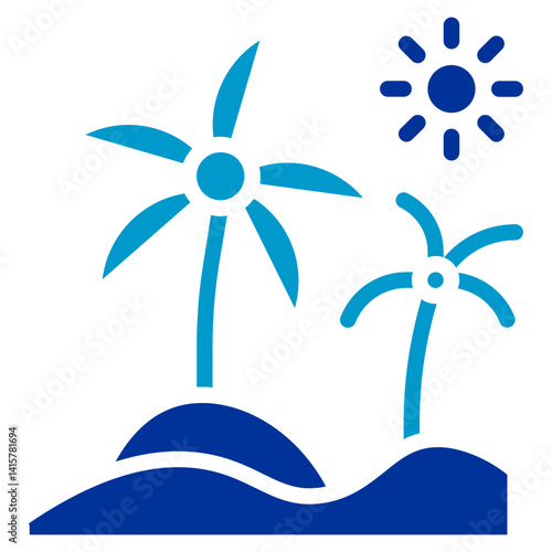 Oasis Palm Grove Vector Icon