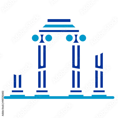 Ancient Ruins Landscape Vector Icon