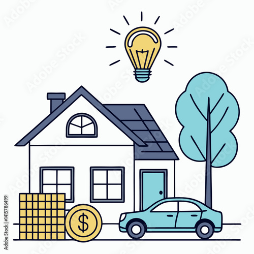 House, Money, Car, and Idea Bulb: Assets, Finance, and Investment Concept.