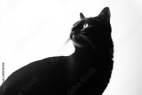 black cat isolated on white
