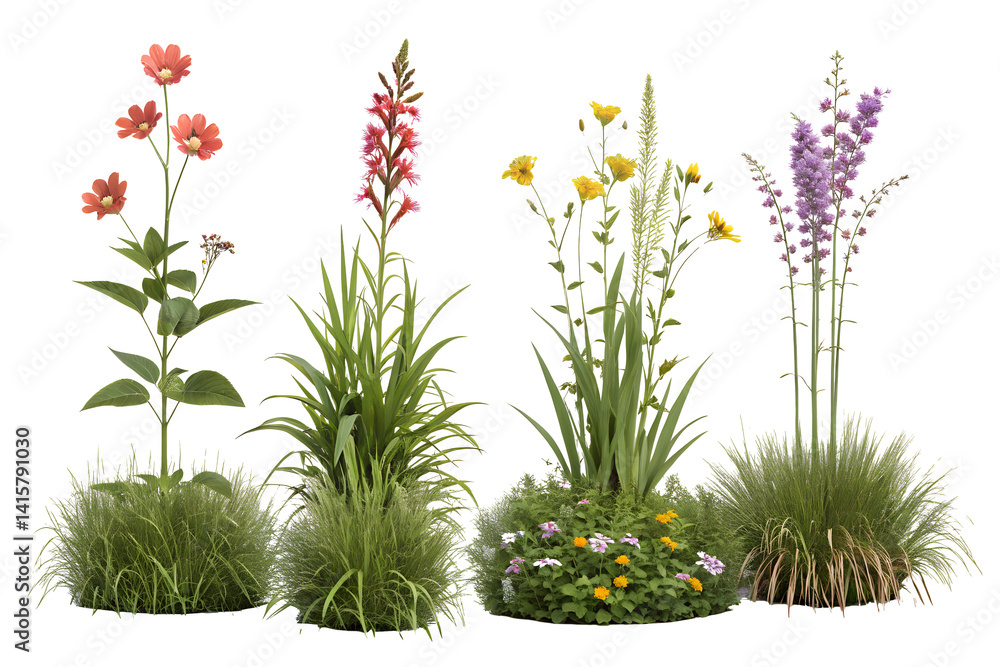 Fototapeta premium Colorful Garden Flowers Set