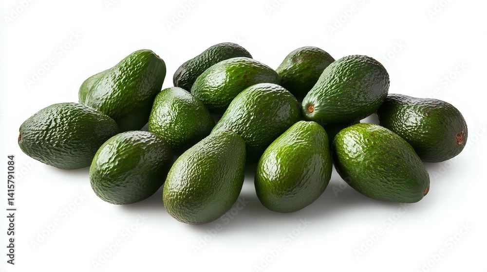Fresh green avocados arranged in a pile, ideal for healthy eating, cooking, or food photography. Fresh green avocados arranged in a pile, ideal for healthy eating, cooking, or food photography.