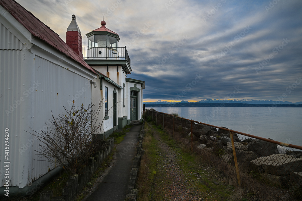 West Point Lighthouse at the Discovery Park in Seattle, WA