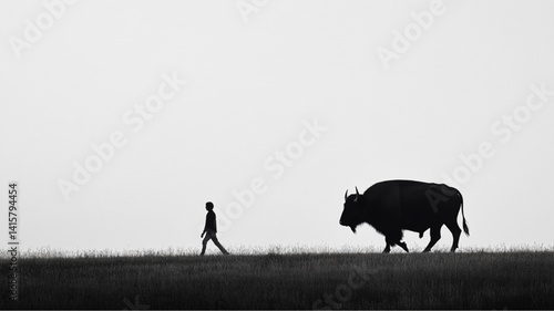 silhouette of a cow in a field