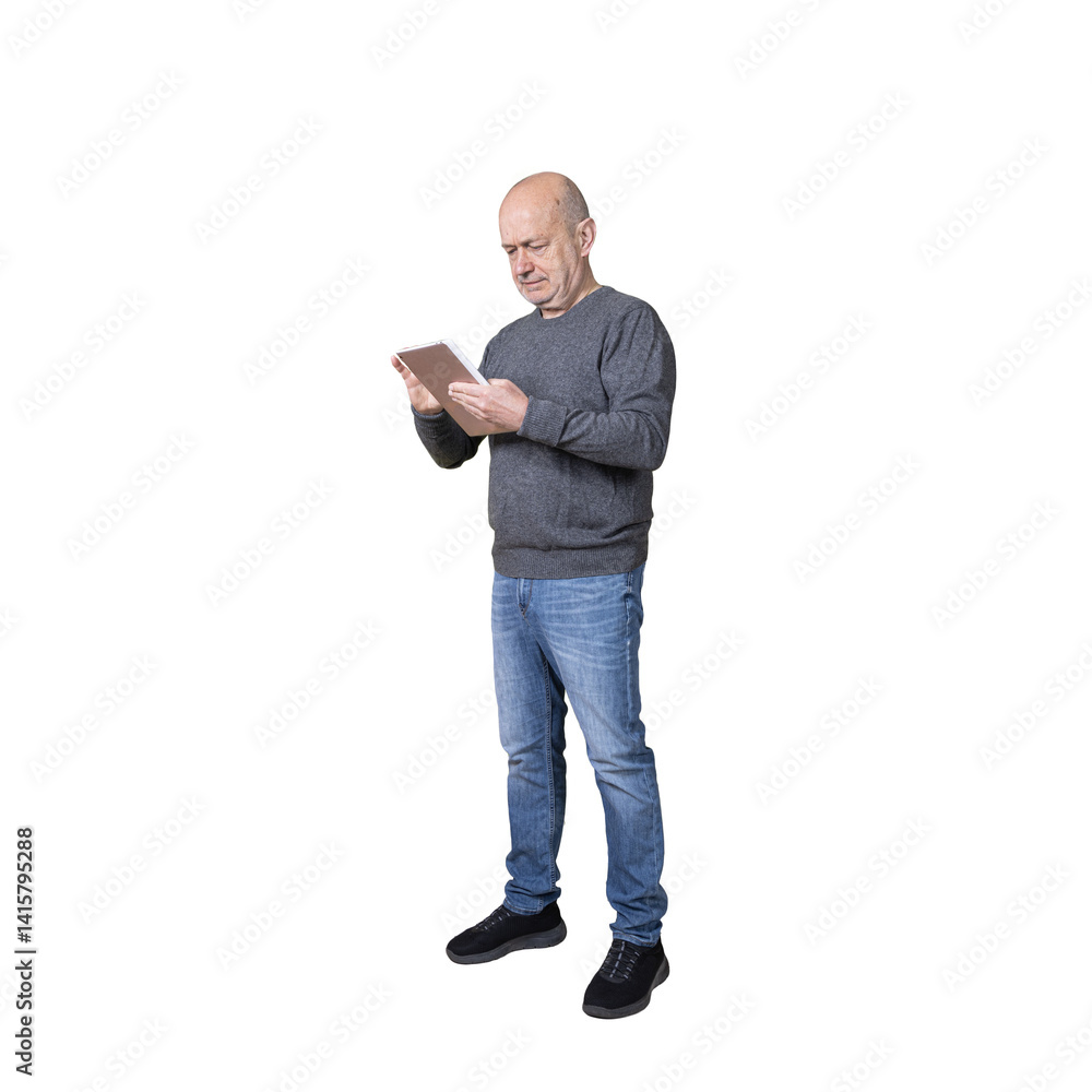 a man with a tablet in his hand