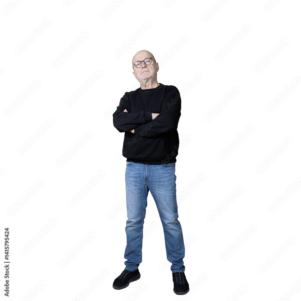 a man with his arms folded while reflecting