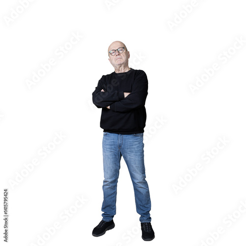 a man with his arms folded while reflecting
