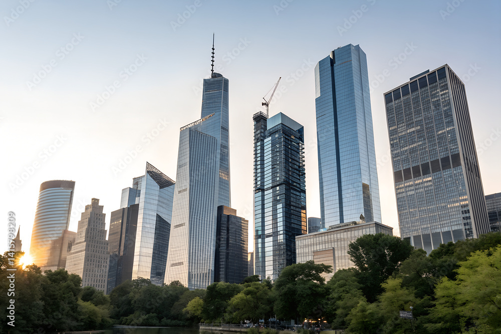 Obraz premium City Skyline with Modern Skyscrapers