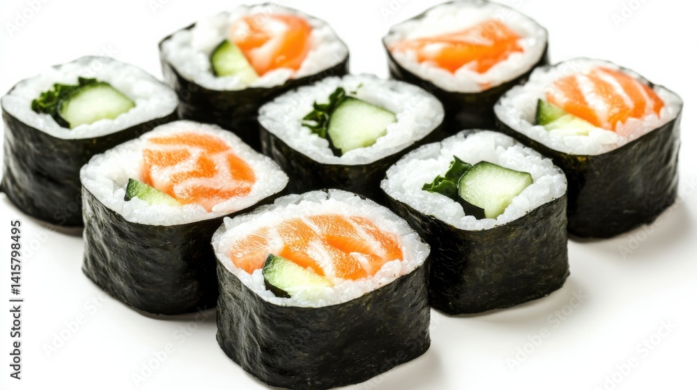 Sushi Rolls with Fresh Salmon and Cucumber Sushi Rolls with Fresh Salmon and Cucumber
