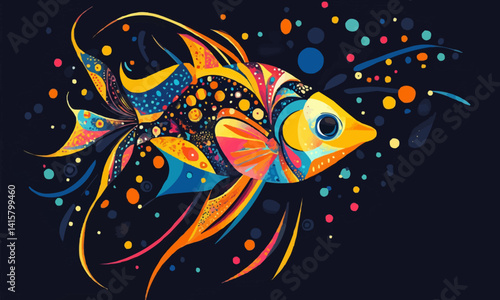 Elegant angelfish with vibrant patterns. Vector flat minimalistic isolated illustration.