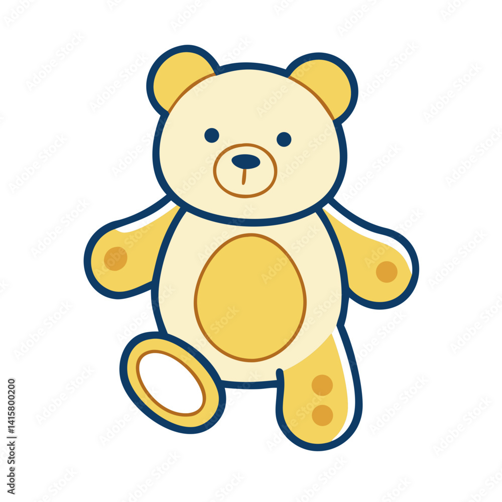 Obraz premium Cute teddy bear icon in yellow and beige on white background