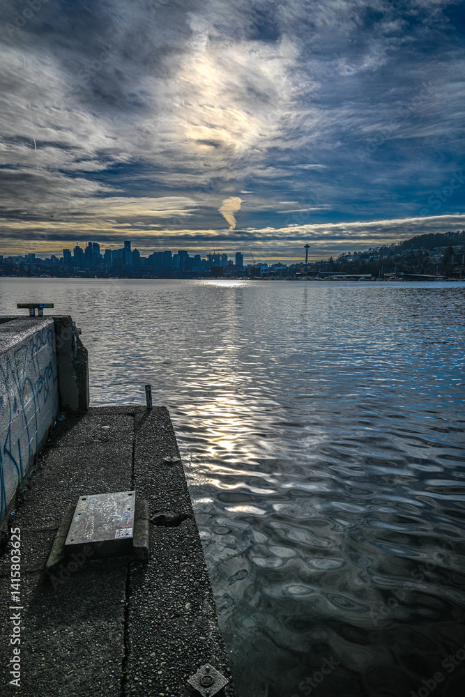 View from the Gas Works Park in Seattle to the Lake Union, WA