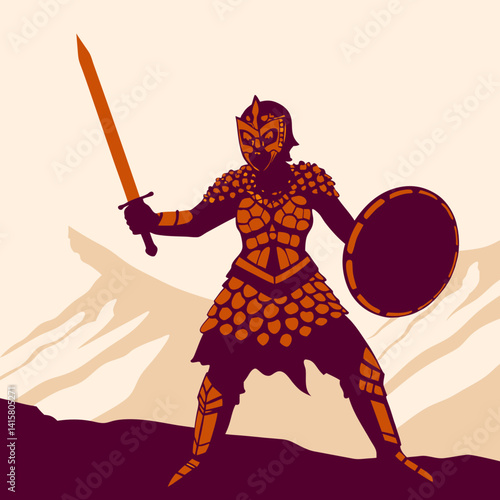 Warrior Dragon Girl in ancient armor, scales visible, striking a battle-ready pose