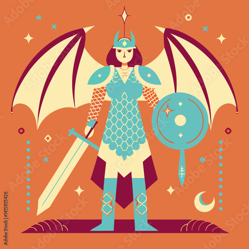Warrior Dragon Girl in ancient armor, scales visible, striking a battle-ready pose