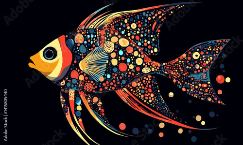 Elegant angelfish with vibrant patterns. Vector flat minimalistic isolated illustration.