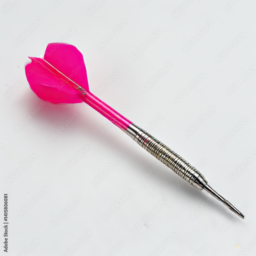 Pink dart with metal body on white background Pink dart with metal body on white background