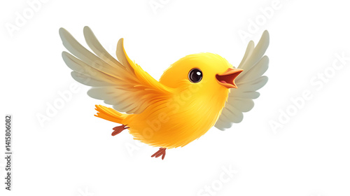 A cheerful yellow bird with outstretched wings perfect for themes of freedom nature and joy