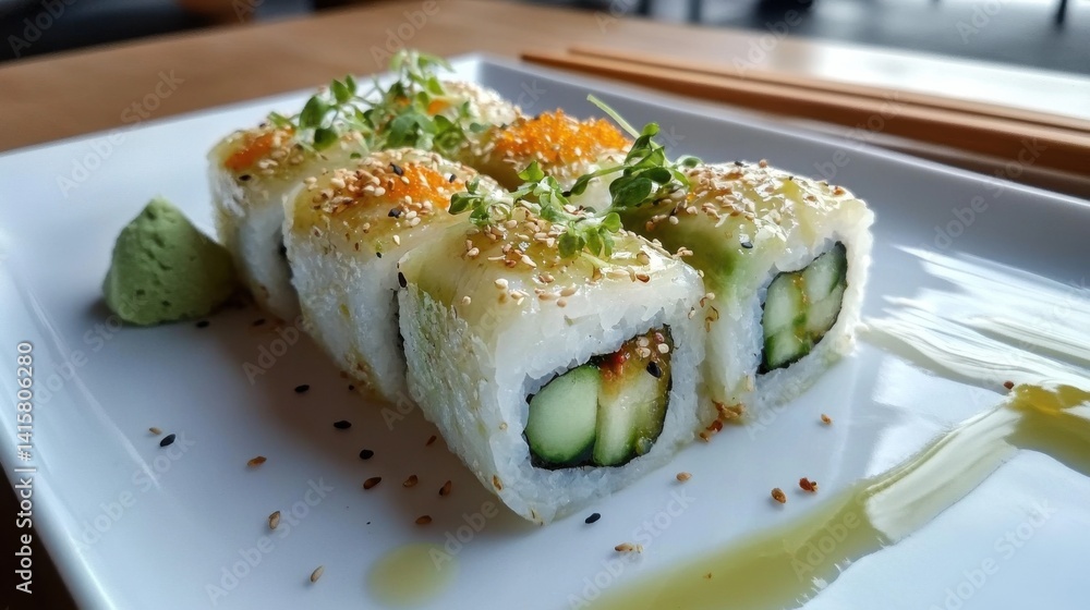 Maki Sushi with Cucumber and Avocado Maki Sushi with Cucumber and Avocado