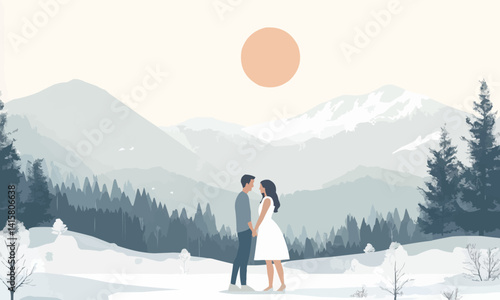 Engagement photo shoot ideas, Vector flat minimalistic isolated illustration