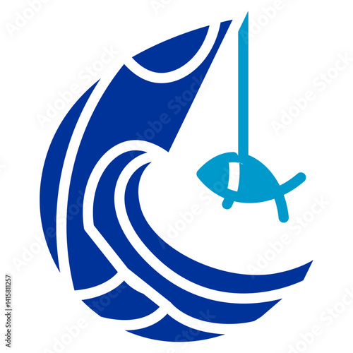 Surf Fishing Rod Vector Icon