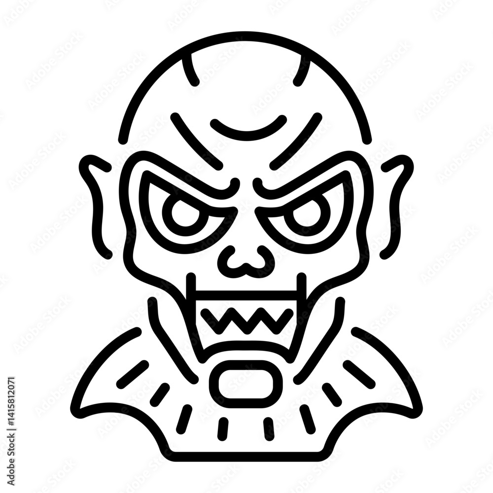 Fototapeta premium An outline style icon of a possessed mask