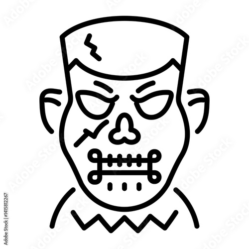 A line style icon of frankenstein mask 