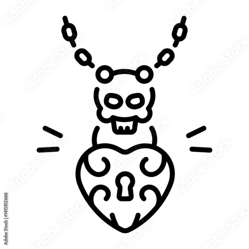 A linear style icon of a skull locket 