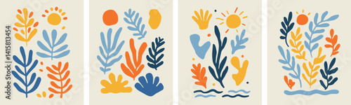Abstract Botanical Wall Art Vector Set – Modern Minimalist Floral Illustrations