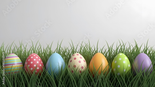 easter eggs on green grass