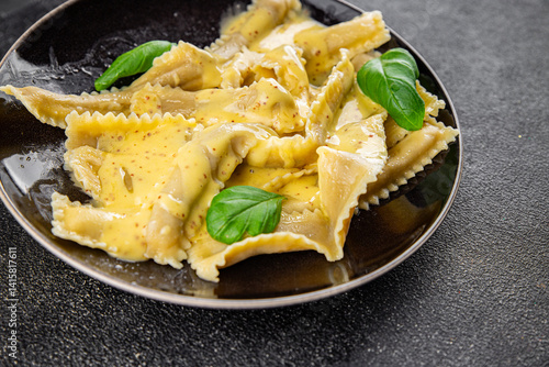 Fotografie Pappardelle pasta filling main course appetizer vegetables dish fresh delicious