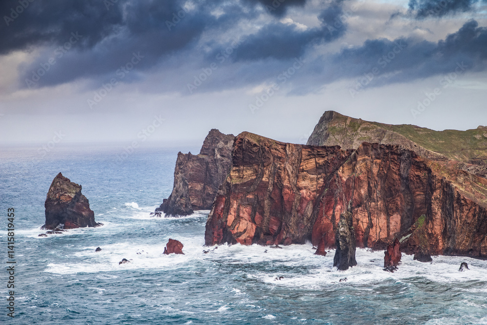 dramatic coastline with rocks of Madeira, Portugal