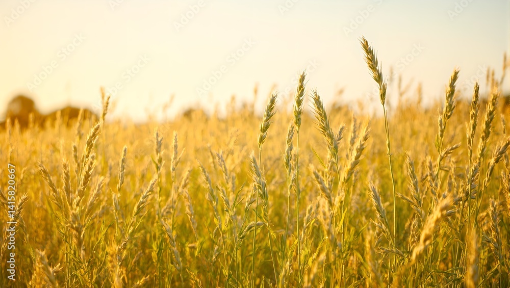 Obraz premium Vibrant late summer oat field under the sun with tall plants swaying in the breeze radiating pastoral beauty