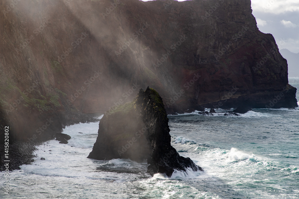 dramatic coastline with rocks of Madeira, Portugal