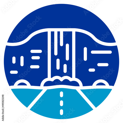 Roadside Waterfall Vector Icon
