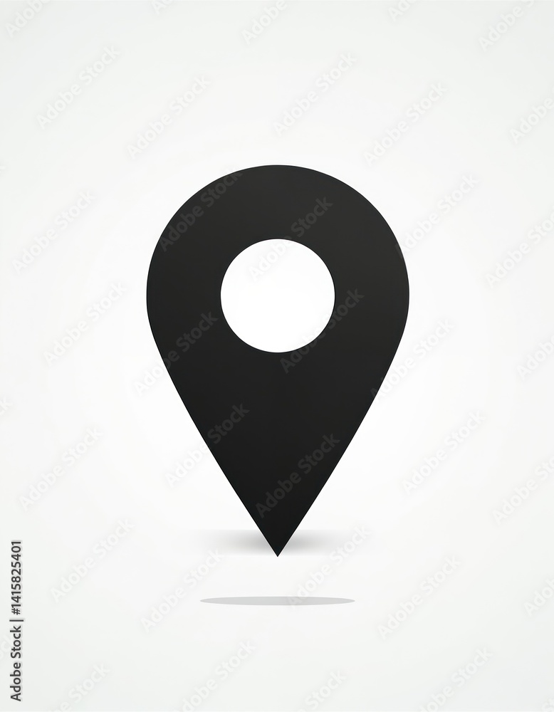 Black location pin icon. Minimalist map marker symbol, simple modern style. Big GPS navigation pointer. Digital direction, position, place, destination, geolocation, address, guide, tracking Black location pin icon. Minimalist map marker symbol, simple modern style. Big GPS navigation pointer. Digital direction, position, place, destination, geolocation, address, guide, tracking